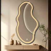 LED Spiegel Asymmetrisch 2 | met Touch-Knop | Warm Wit Licht - Reyze Serie Salono Model 1 - Verticaal