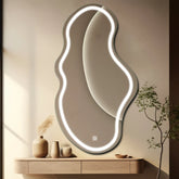 LED Spiegel Asymmetrisch 2 | met Touch-Knop | Koud wit licht - Reyze Serie Salono Model 1 - Verticaal