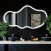 LED Spiegel Asymmetrisch 2 | Zonder Touchknoppen | Koud wit licht - Reyze Serie Salono Model 1 - Horizontal