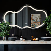 LED Spiegel Asymmetrisch 2 | met Touch-Knop | Neutraal wit licht - Reyze Serie Salono Model 1 - Horizontal