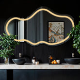 LED Spiegel Asymmetrisch 2 | Zonder Touchknoppen | Warm Wit Licht - Reyze Serie Salono Model 1 - Horizontal