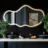 LED Spiegel Asymmetrisch 2 | met Touch-Knoppen | en Anti-Condens Functie | Instelbare lichttemperatuur - Reyze Serie Salono Model 1 - Horizontal