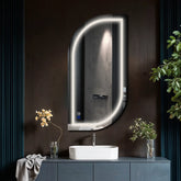 LED Spiegel Semi-ovaal 1 | met Touch-Knoppen | en Anti-Condens Functie | Neutraal wit licht - Reyze Serie Salono Model 1