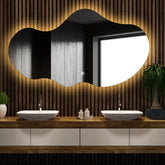 LED Spiegel Asymmetrisch 2 | met Touch-Knop | Warm Wit Licht - Reyze Serie Ambient Model 1 - Horizontal