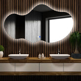 LED Spiegel Asymmetrisch 2 | met Touch-Knoppen | en Anti-Condens Functie | Koud wit licht - Reyze Serie Ambient Model 1 - Horizontal