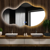 LED Spiegel Asymmetrisch 2 | met Touch-Knoppen | en Anti-Condens Functie | Instelbare lichttemperatuur - Reyze Serie Ambient Model 1 - Horizontal