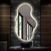 LED Spiegel Asymmetrisch 2 | met Touch-Knop | Neutraal wit licht - Reyze Serie Ambient Model 1 - Verticaal