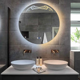 LED Spiegel Rond | met Touch-Knoppen | en Anti-Condens Functie | Instelbare lichttemperatuur - Reyze Serie Good Vibes Model 6