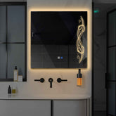 LED Spiegel Vierkant | met Touch-Knoppen | en Anti-Condens Functie | Warm Wit Licht - Reyze Serie Good Vibes Model 6