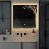 LED Spiegel Vierkant | met Touch-Knoppen | en Anti-Condens Functie | Warm Wit Licht - Reyze Serie Good Vibes Model 8