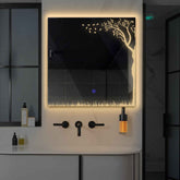 LED Spiegel Vierkant | met Touch-Knop | Warm Wit Licht - Reyze Serie Good Vibes Model 8