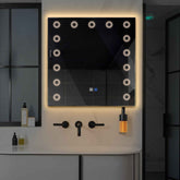 LED Spiegel Vierkant | met Touch-Knoppen | en Anti-Condens Functie | Warm Wit Licht - Reyze Serie Minimal Model 4
