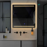 LED Spiegel Vierkant | met Touch-Knop | Warm Wit Licht - Reyze Serie Minimal Model 8