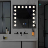 LED Spiegel Vierkant | met Touch-Knoppen | en Anti-Condens Functie | Neutraal wit licht - Reyze Serie Salono Model 6