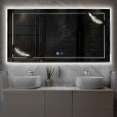 LED Spiegel Rechthoekig | met Touch-Knoppen | en Anti-Condens Functie | Neutraal wit licht - Reyze Serie Good Vibes Model 2