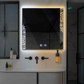 LED Spiegel Vierkant | met Touch-Knoppen | en Anti-Condens Functie | Instelbare lichttemperatuur - Reyze Serie Good Vibes Model 4