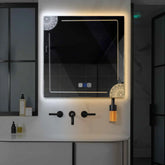 LED Spiegel Vierkant | met Touch-Knoppen | en Anti-Condens Functie | Instelbare lichttemperatuur - Reyze Serie Good Vibes Model 7