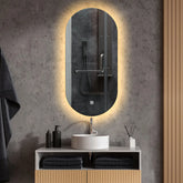 LED Spiegel Ovaal | met Touch-Knop | Warm Wit Licht - Reyze Serie Ambient Model 1