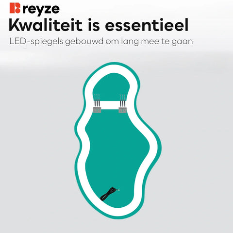 LED Spiegel Asymmetrisch 2 | Zonder Touchknoppen | Koud wit licht - Reyze Serie Salono Model 1 - Verticaal