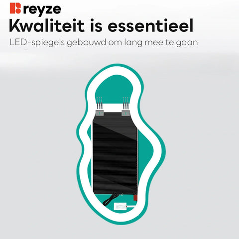 LED Spiegel Asymmetrisch 2 | met Touch-Knoppen | en Anti-Condens Functie | Neutraal wit licht - Reyze Serie Ambient Model 1 - Verticaal