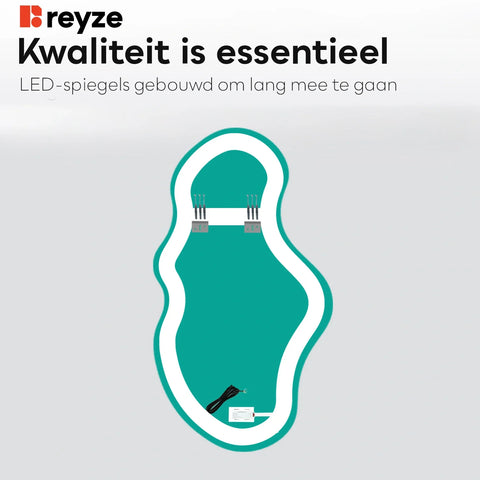 LED Spiegel Asymmetrisch Vertical | met Touch-Knop | Koud wit licht - Reyze Serie Ambient Model 1