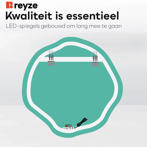 LED Spiegel Asymmetrisch Ovaal | Zonder Touchknoppen | Koud wit licht - Reyze Serie Salono Model 1