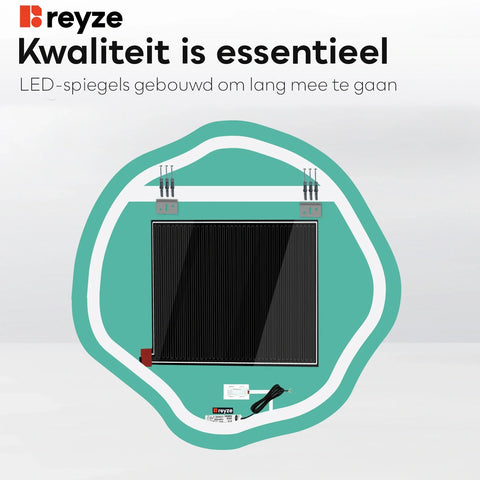 LED Spiegel Asymmetrisch Ovaal | met Touch-Knoppen | en Anti-Condens Functie | Neutraal wit licht - Reyze Serie Salono Model 1