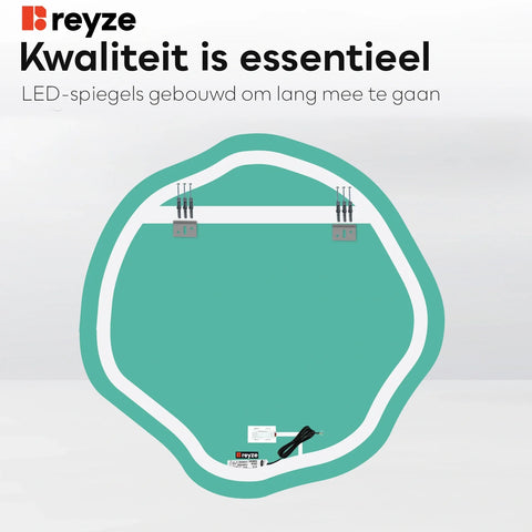 LED Spiegel Asymmetrisch Ovaal | met Touch-Knop | Warm Wit Licht - Reyze Serie Ambient Model 1