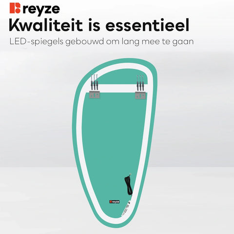 LED Spiegel Asymmetrisch Vertical | Zonder Touchknoppen | Warm Wit Licht - Reyze Serie Ambient Model 1