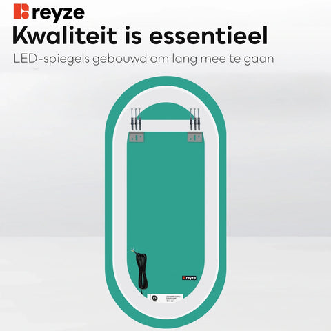LED Spiegel Ovaal | Zonder Touchknoppen | Koud wit licht - Reyze Serie Ambient Model 1