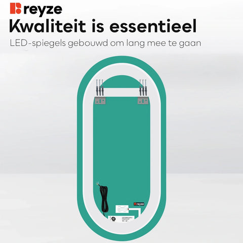 LED Spiegel Ovaal | met Touch-Knop | Koud wit licht - Reyze Serie Ambient Model 1
