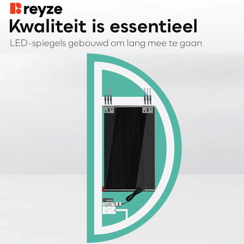 LED Spiegel Halve maan | met Touch-Knoppen | en Anti-Condens Functie | Koud wit licht - Reyze Serie Salono Model 1 - Rechterkant