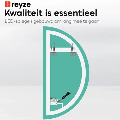 LED Spiegel Halve maan | met Touch-Knop | Warm Wit Licht - Reyze Serie Salono Model 1 - Rechterkant