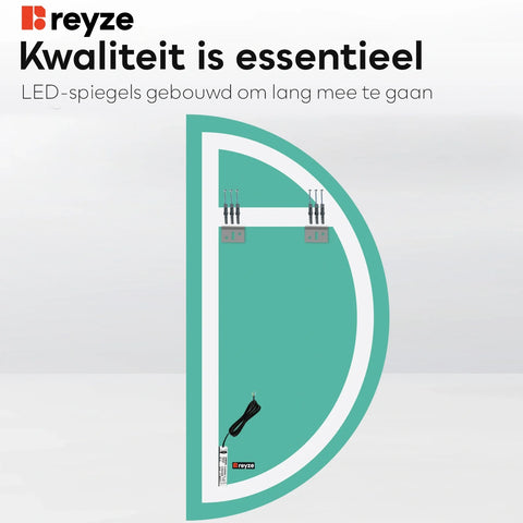 LED Spiegel Halve maan | Zonder Touchknoppen | Warm Wit Licht - Reyze Serie Ambient Model 1 - Rechterkant