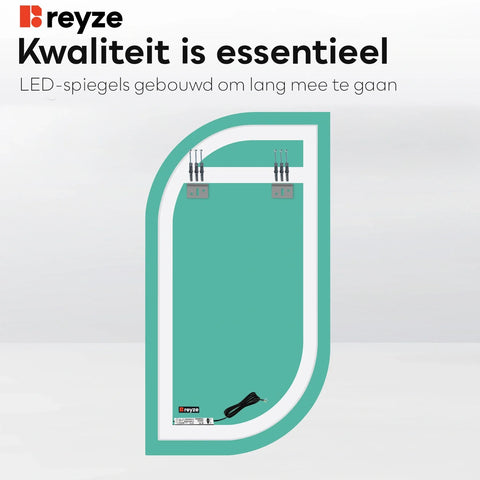LED Spiegel Semi-ovaal 1 | Zonder Touchknoppen | Neutraal wit licht - Reyze Serie Ambient Model 1
