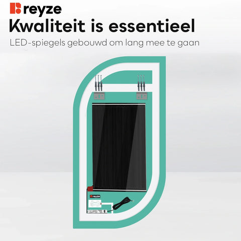 LED Spiegel Semi-ovaal 1 | met Touch-Knoppen | en Anti-Condens Functie | Neutraal wit licht - Reyze Serie Salono Model 1