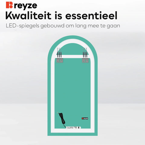 LED Spiegel Semi-ovaal 2 | Zonder Touchknoppen | Warm Wit Licht - Reyze Serie Salono Model 1