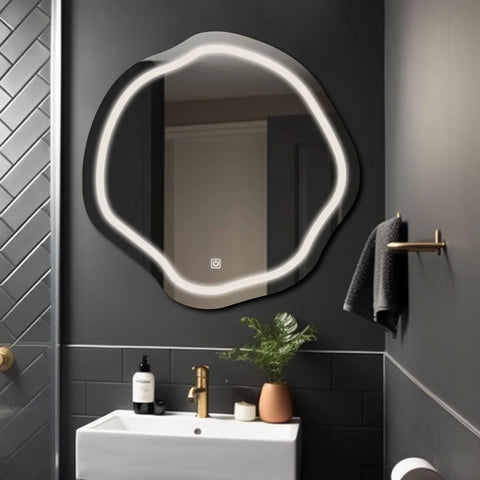 LED Spiegel Asymmetrisch Ovaal | met Touch-Knop | Neutraal wit licht - Reyze Serie Salono Model 1