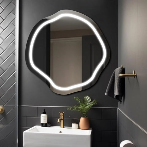 LED Spiegel Asymmetrisch Ovaal | Zonder Touchknoppen | Koud wit licht - Reyze Serie Salono Model 1