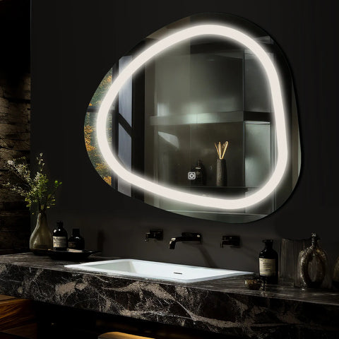 LED Spiegel Asymmetrisch | met Touch-Knop | Neutraal wit licht - Reyze Serie Salono Model 1