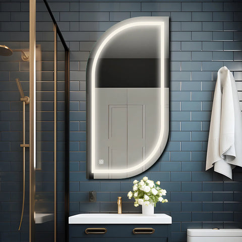 LED Spiegel Semi-ovaal 1 | met Touch-Knop | Neutraal wit licht - Reyze Serie Salono Model 1