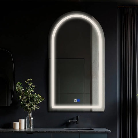 LED Spiegel Semi-ovaal 2 | met Touch-Knoppen | en Anti-Condens Functie | Neutraal wit licht - Reyze Serie Salono Model 1