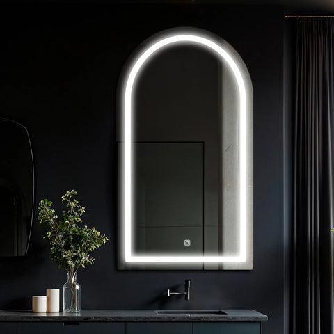 LED Spiegel Semi-ovaal 2 | met Touch-Knop | Koud wit licht - Reyze Serie Salono Model 1