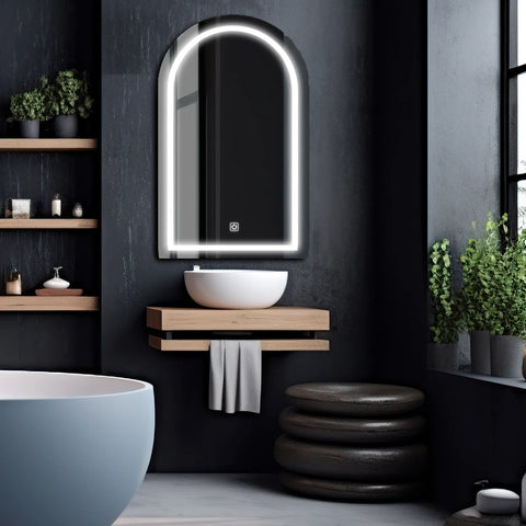 LED Spiegel Semi-ovaal 2 | met Touch-Knop | Koud wit licht - Reyze Serie Salono Model 1