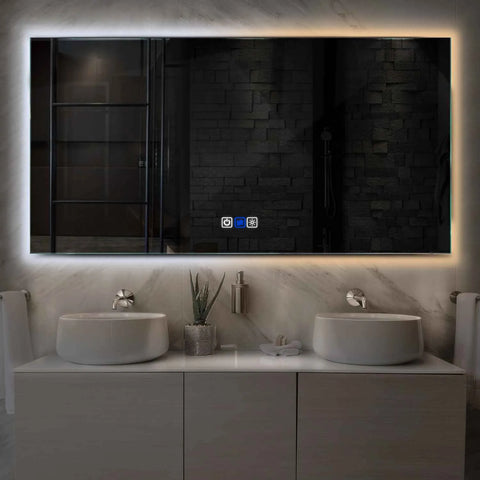 LED Spiegel Rechthoekig | met Touch-Knoppen | en Anti-Condens Functie | Instelbare lichttemperatuur - Reyze Serie Ambient Model 1