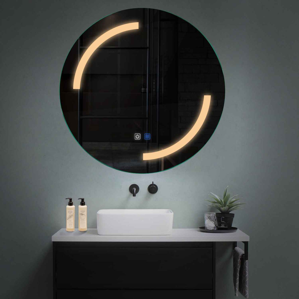 LED Spiegel Rond | met Touch-Knoppen | en Anti-Condens Functie | Warm Wit Licht - Reyze Serie Salono Model 3