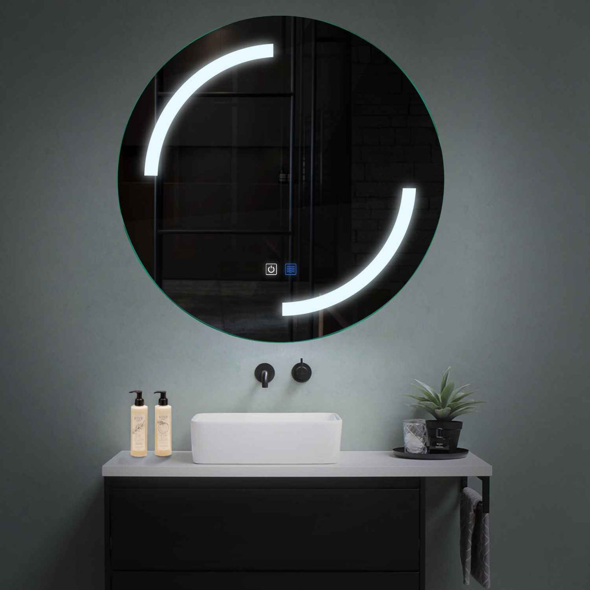 LED Spiegel Rond | met Touch-Knoppen | en Anti-Condens Functie | Koud wit licht - Reyze Serie Salono Model 3