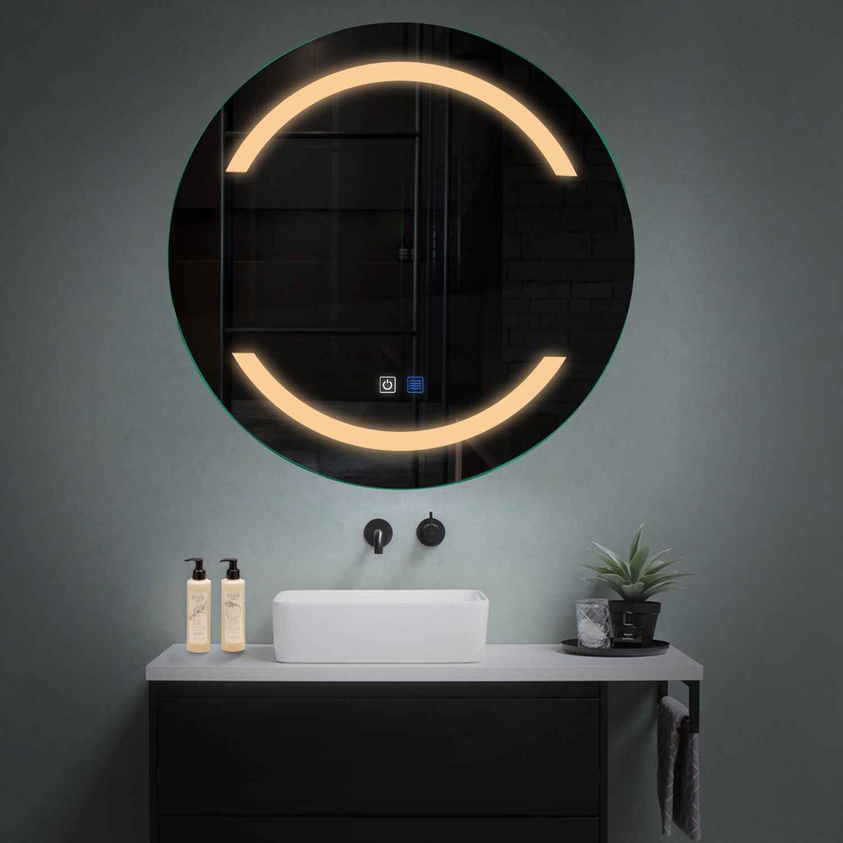 LED Spiegel Rond | met Touch-Knoppen | en Anti-Condens Functie | Warm Wit Licht - Reyze Serie Salono Model 4