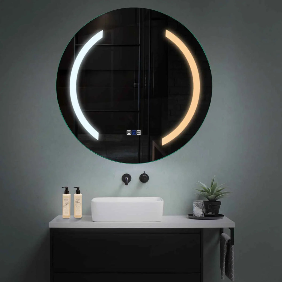 LED Spiegel Rond | met Touch-Knoppen | en Anti-Condens Functie | Instelbare lichttemperatuur - Reyze Serie Salono Model 5
