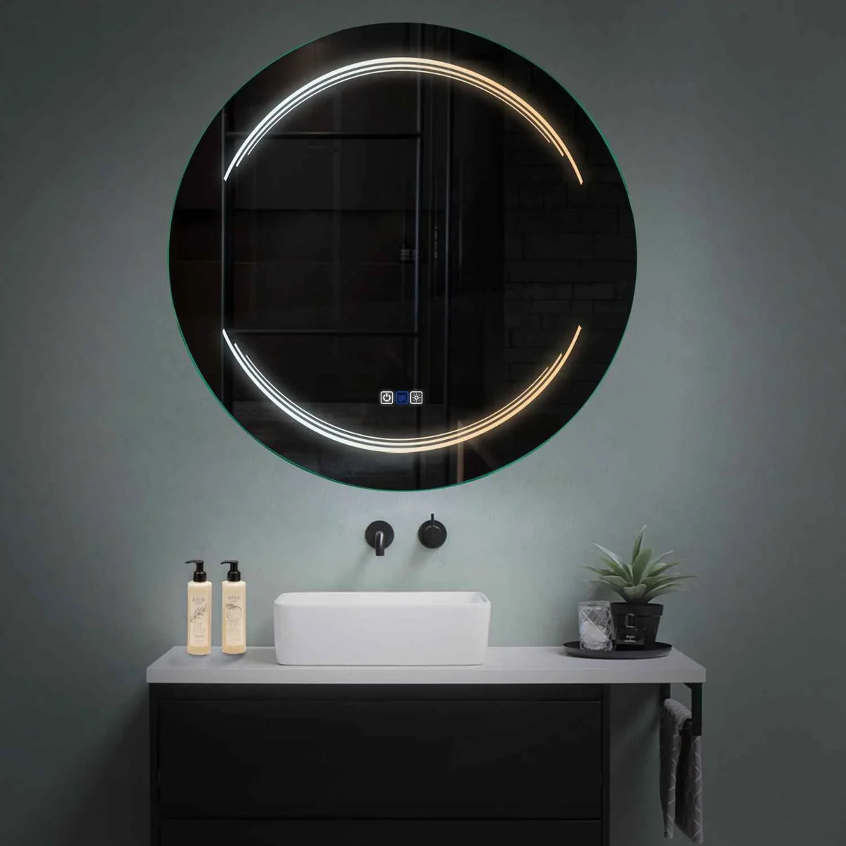 LED Spiegel Rond | met Touch-Knoppen | en Anti-Condens Functie | Instelbare lichttemperatuur - Reyze Serie Salono Model 7